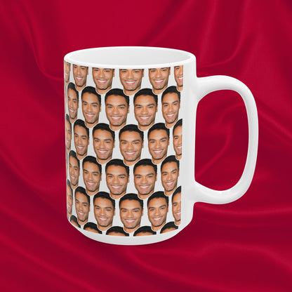 Regé-Jean Page Face Pattern Ceramic Mug | Unique Gift for Regé-Jean Page Fans