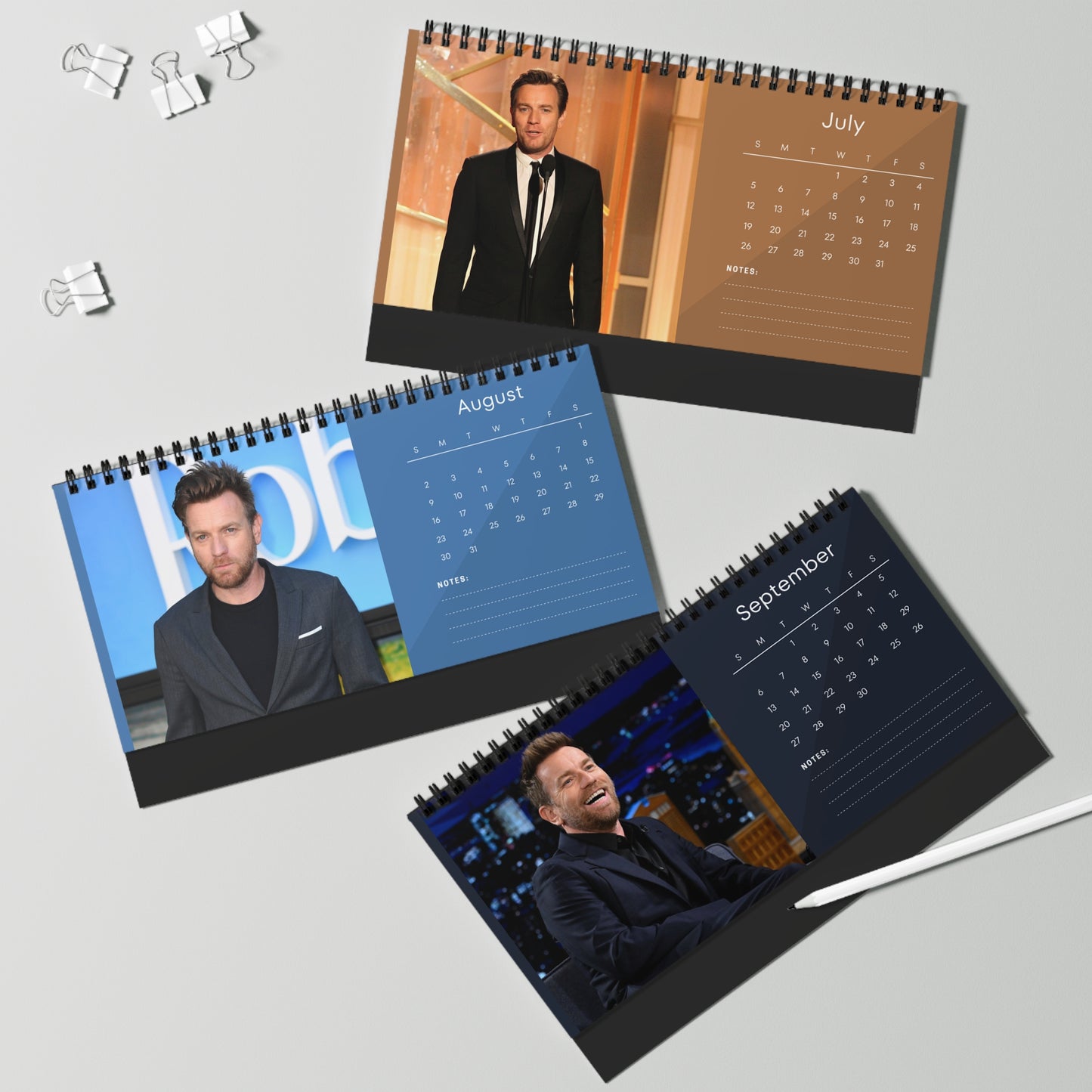 Ewan McGregor 2026 Desk Calendar | Premium Celebrity Photo Calendar | Obi-Wan Kenobi Star Gift | Stylish Desk Décor