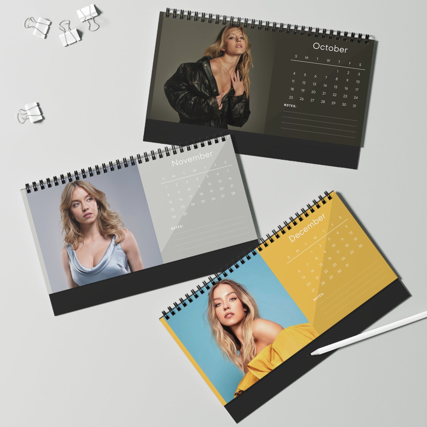 Sydney Sweeney 2026 Desk Calendar | Premium Spiral Bound Celebrity Photo Calendar | Collectible Fan Gift | Stylish Desk & Office Décor