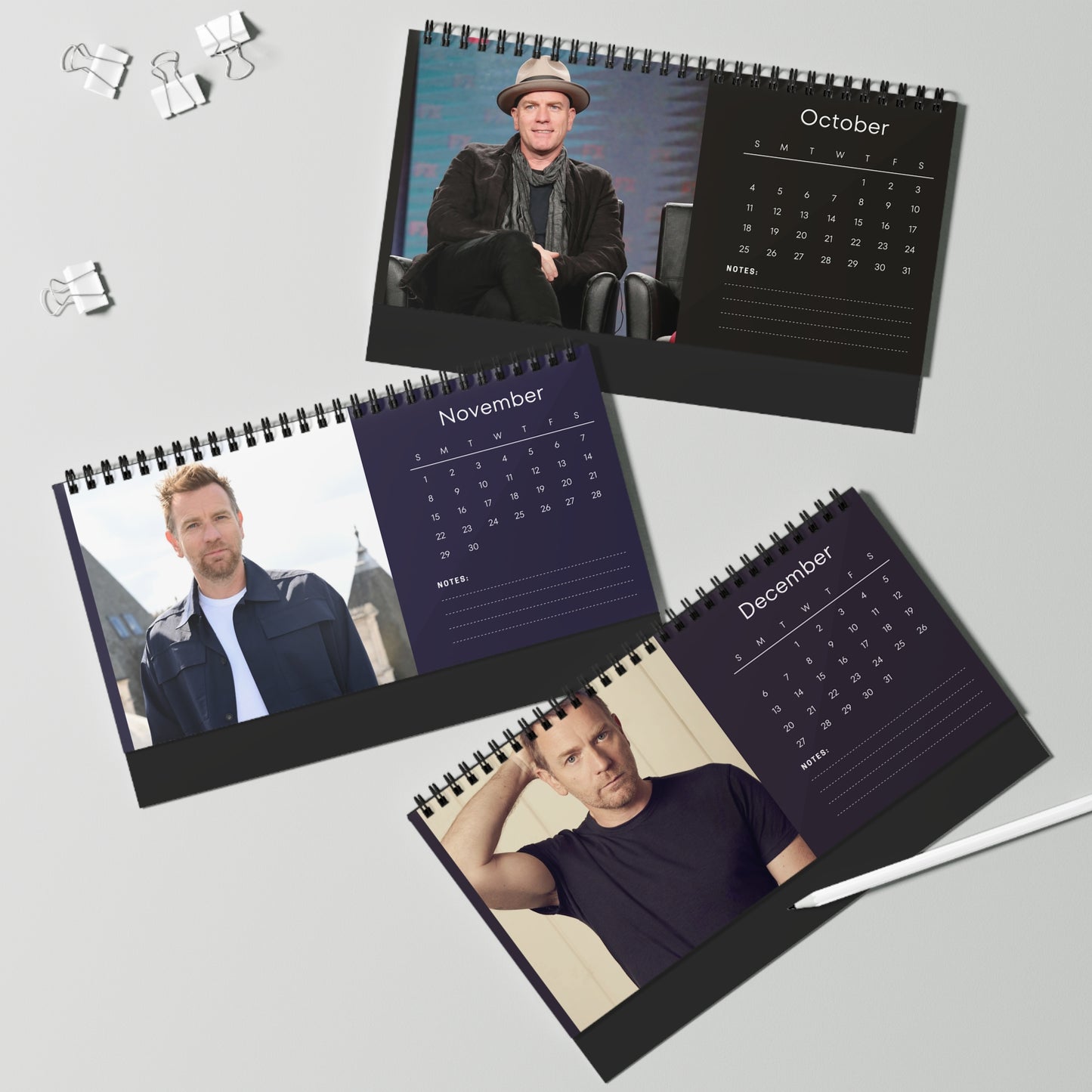 Ewan McGregor 2026 Desk Calendar | Obi-Wan Kenobi Actor | Moulin Rouge & Star Wars Calendar | Celebrity Gift | Office Decor