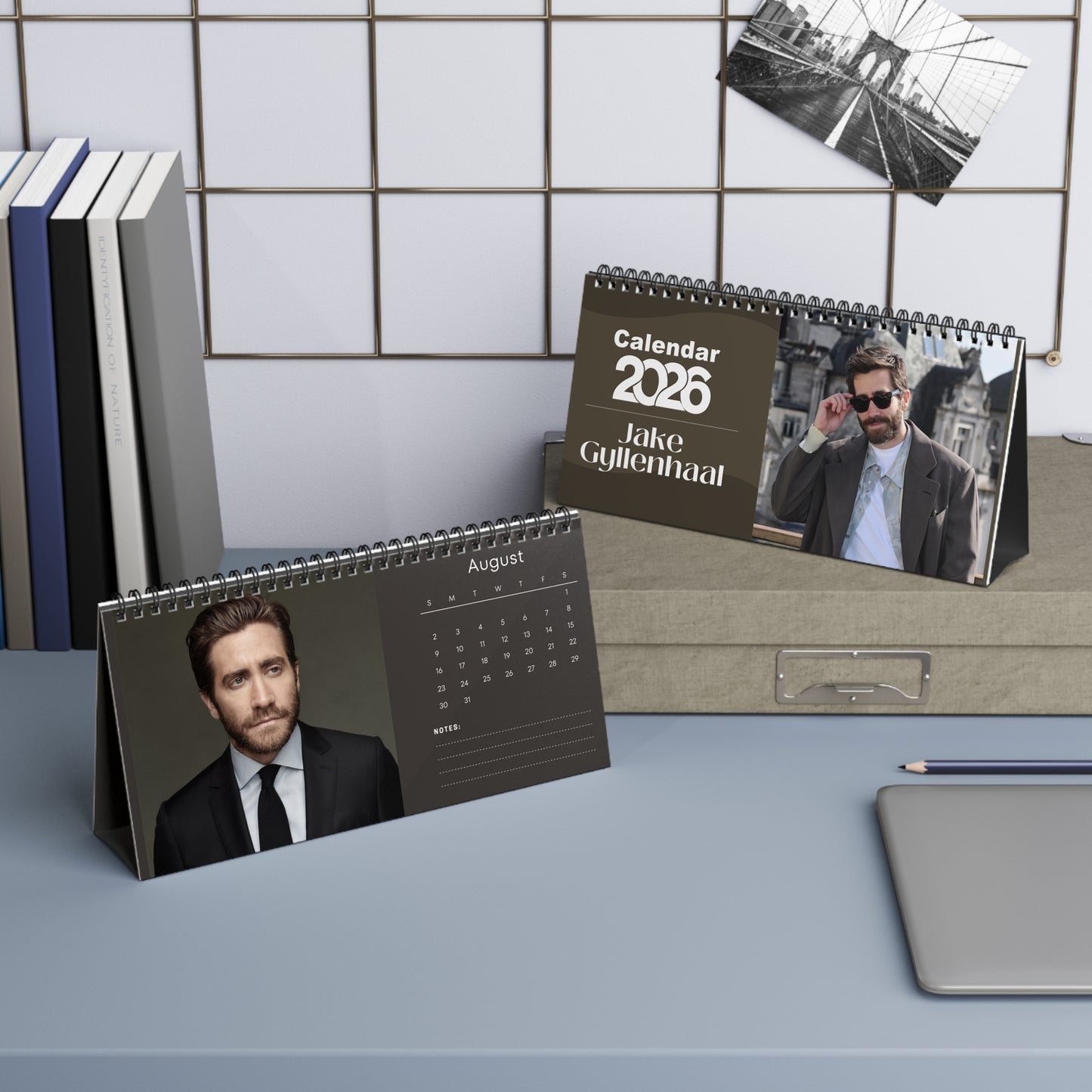 Jake Gyllenhaal 2026 Desk Calendar | Celebrity Spiral Bound Photo Calendar | Fan Collectible Gift | Stylish Desk & Office Décor