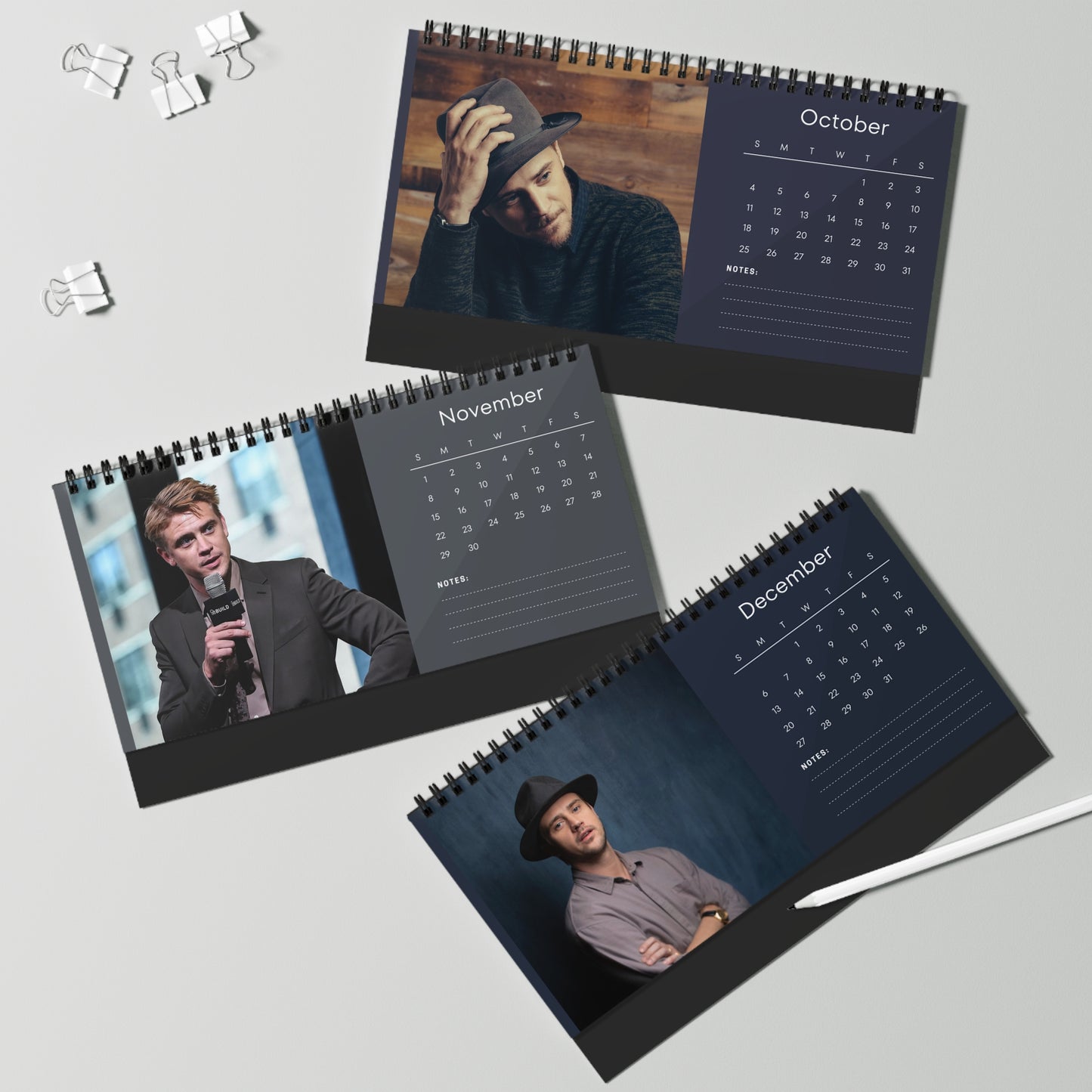 Boyd Holbrook 2026 Desk Calendar | Premium Spiral Bound Celebrity Photo Calendar | High-Quality Gift for Fans & Desk Décor