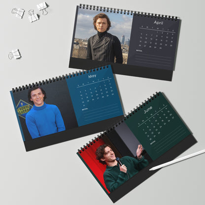 Tom Holland 2026 Desk Calendar | Premium Spiral Bound Celebrity Photo Calendar | High-Quality Fan Gift & Desk Décor