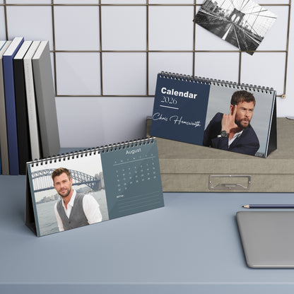 Chris Hemsworth 2026 Desk Calendar | Premium Spiral Bound Celebrity Photo Calendar | High-Quality Fan Gift & Desk Décor