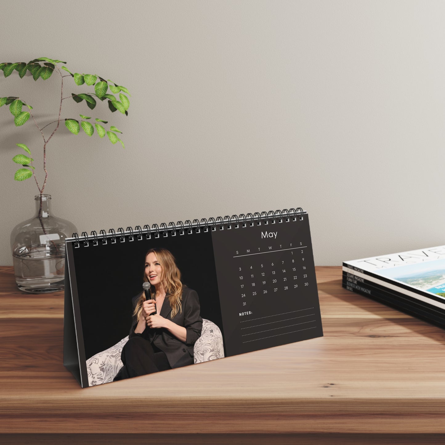 Jodie Comer 2026 Desk Calendar | Premium Spiral Bound Celebrity Photo Calendar | High-Quality Fan Gift & Desk Décor