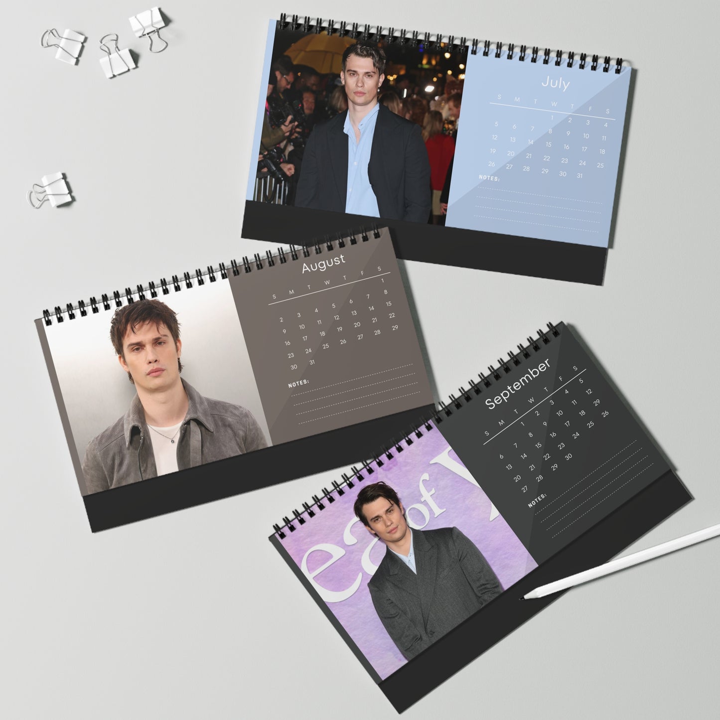Nicholas Galitzine 2026 Desk Calendar | Celebrity Spiral Bound Photo Calendar | Fan Collectible Gift | Stylish Desk & Office Décor