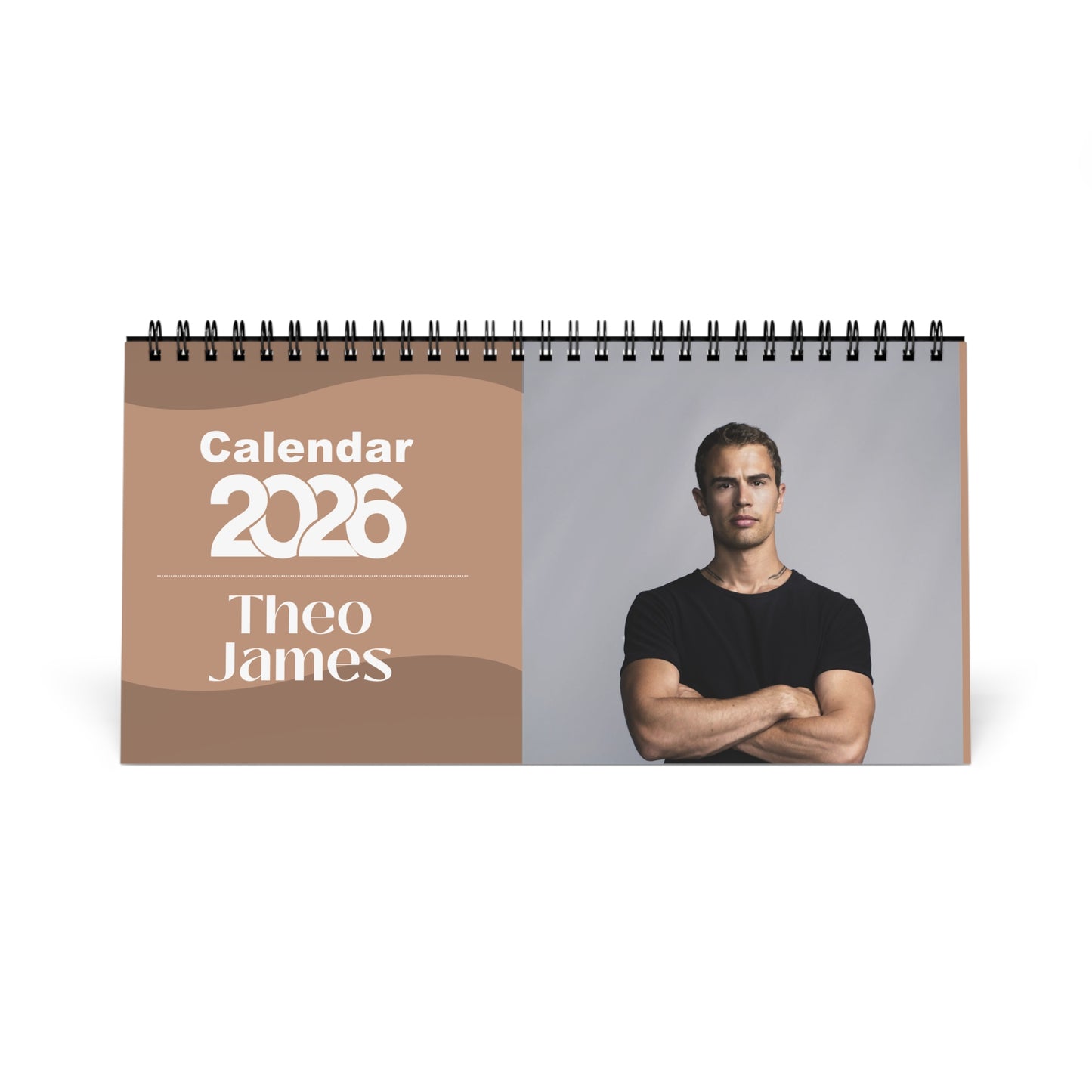 Theo James 2026 Desk Calendar | Premium Spiral Bound Celebrity Photo Calendar | Collectible Fan Gift | Stylish Desk & Office Décor