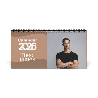 Theo James 2026 Desk Calendar | Premium Spiral Bound Celebrity Photo Calendar | Collectible Fan Gift | Stylish Desk & Office Décor