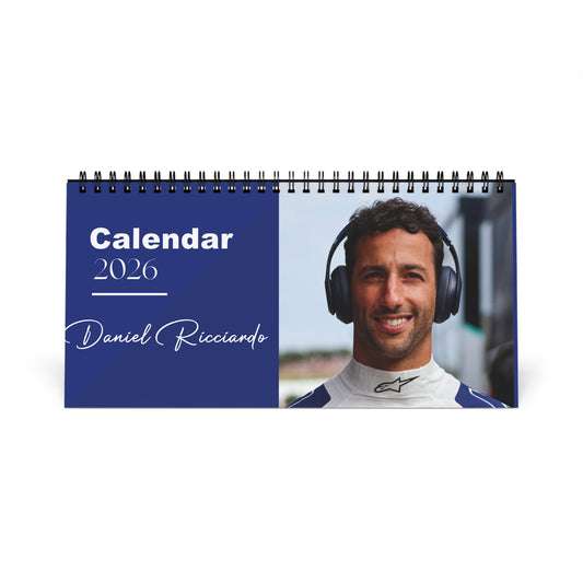 Daniel Ricciardo 2026 Desk Calendar | Premium Spiral Bound F1 Celebrity Photo Calendar | High-Quality Gift for Fans & Desk Décor