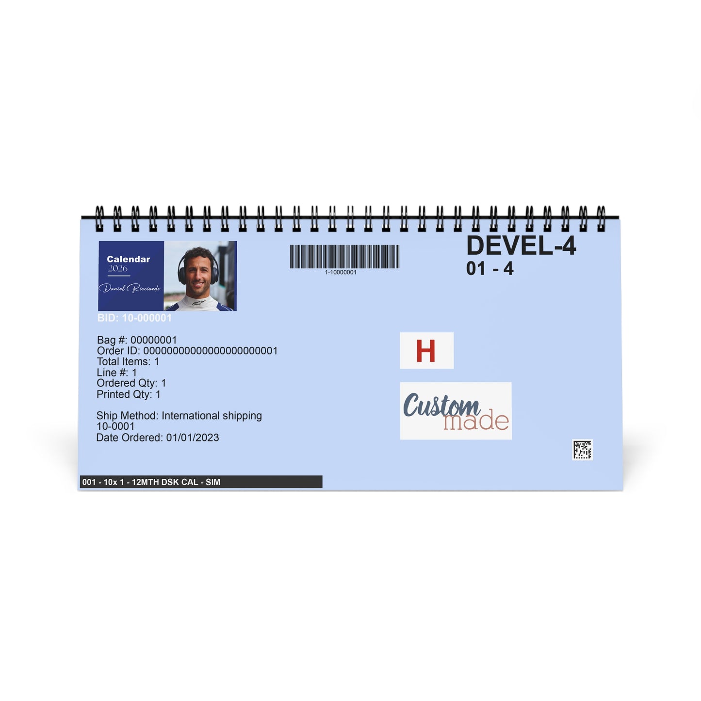 Daniel Ricciardo 2026 Desk Calendar | Premium Spiral Bound F1 Celebrity Photo Calendar | High-Quality Gift for Fans & Desk Décor