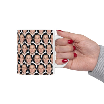 Tom Hiddleston Face Pattern Ceramic Mug | Unique Gift for Tom Hiddleston Fans