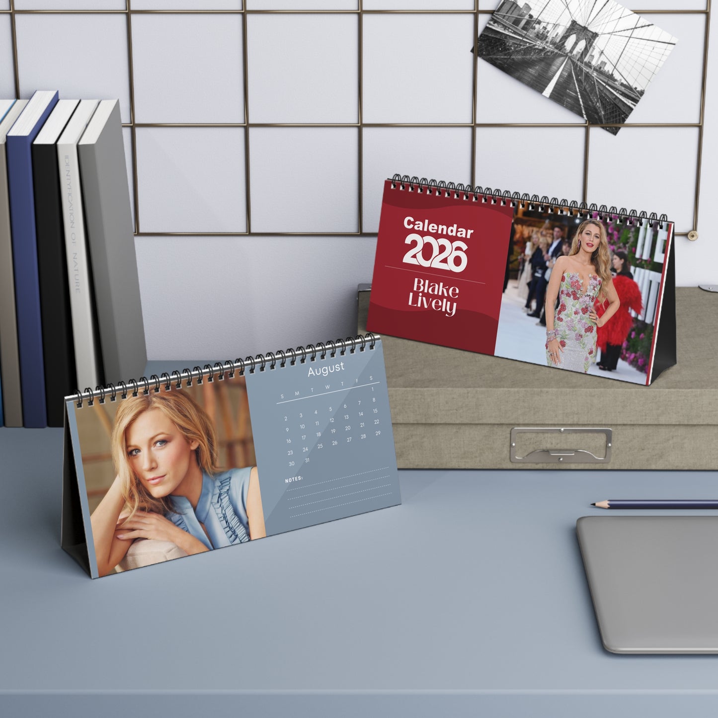 Blake Lively 2026 Desk Calendar | Celebrity Spiral Bound Photo Calendar | Fan Collectible Gift | Stylish Desk & Office Décor