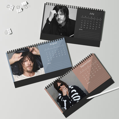 Norman Reedus 2026 Desk Calendar | Celebrity Spiral Bound Photo Calendar | Fan Collectible Gift | Stylish Desk & Office Décor