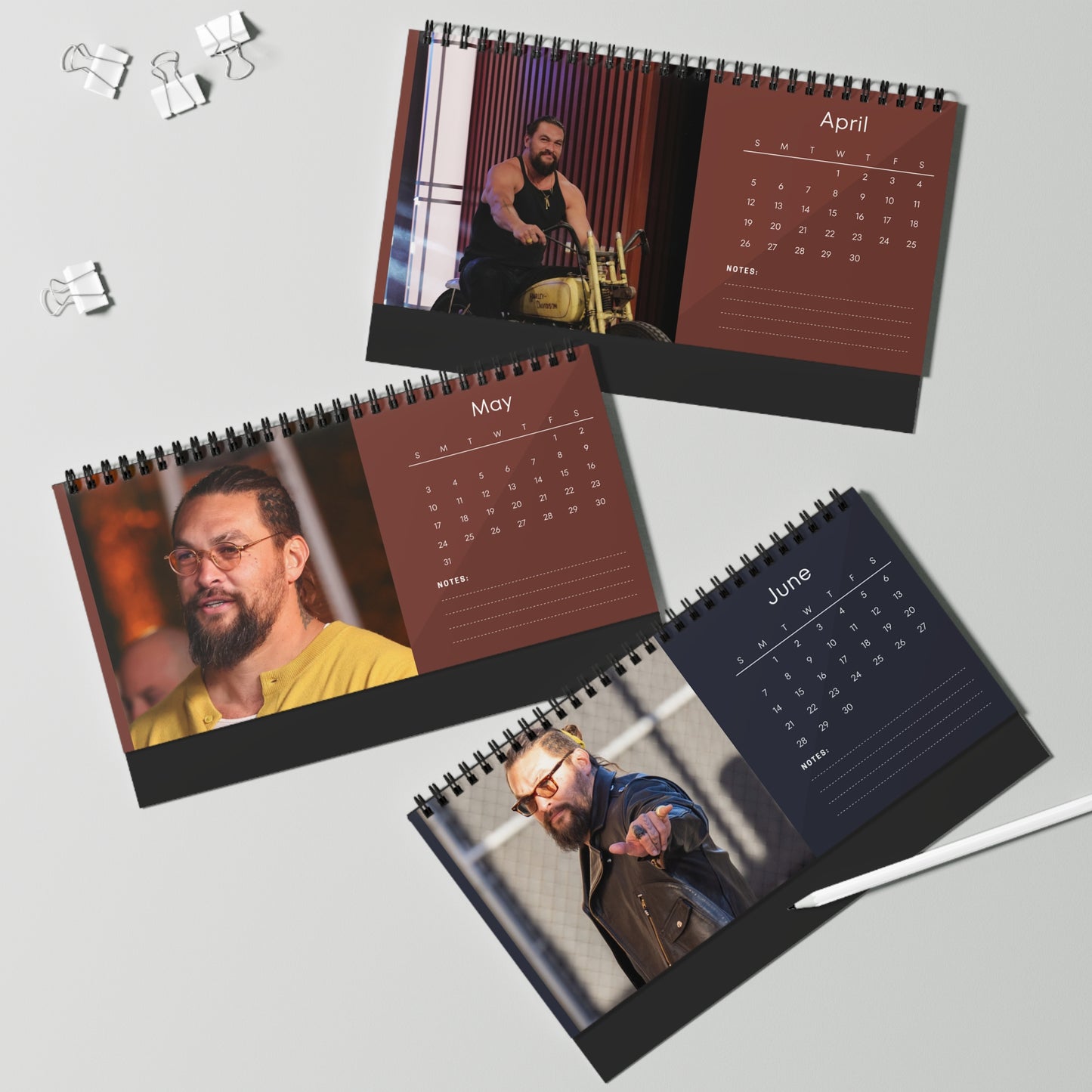 Jason Momoa 2026 Desk Calendar | Aquaman & Game of Thrones Actor | Celebrity Gift | Office Decor