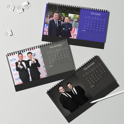 Ant and Dec 2026 Desk Calendar | Celebrity Spiral Bound Photo Calendar | Fan Collectible Gift | Fun Desk & Office Decor