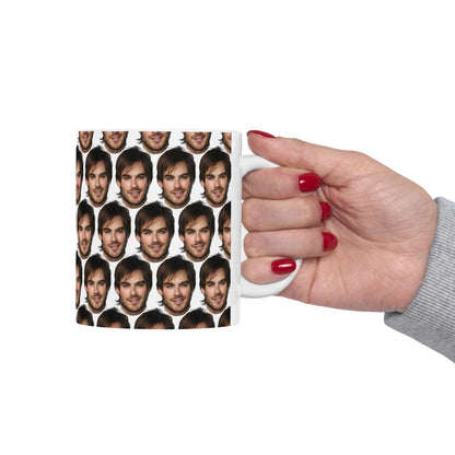 Ian Somerhalder Face Pattern Ceramic Mug | Unique Gift for Ian Somerhalder Fans