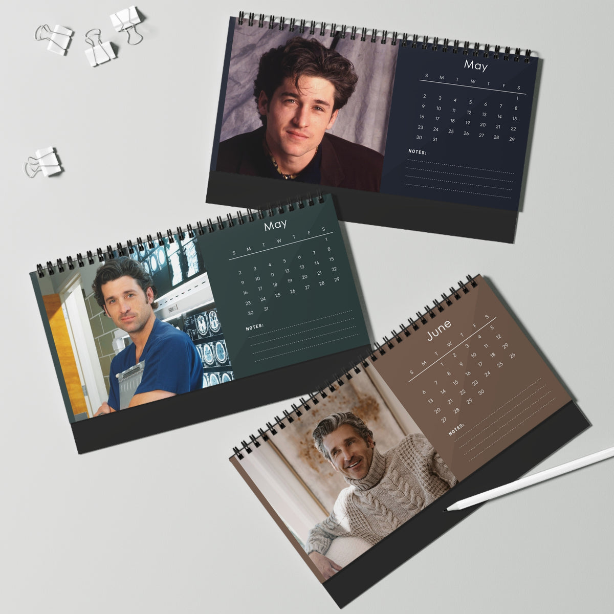 Patrick Dempsey 2027 Desk Calendar Vol 1 | Spiral Bound Photo Calendar | Fan Gift