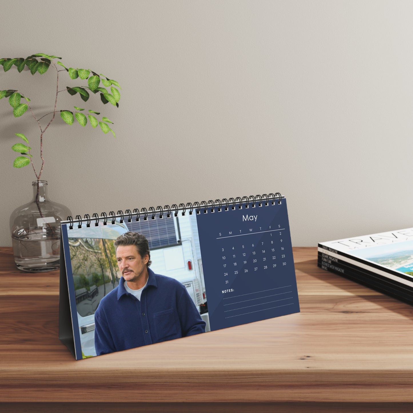 Pedro Pascal 2026 Desk Calendar | Premium Spiral Bound Celebrity Photo Calendar | High-Quality Fan Gift & Desk Décor