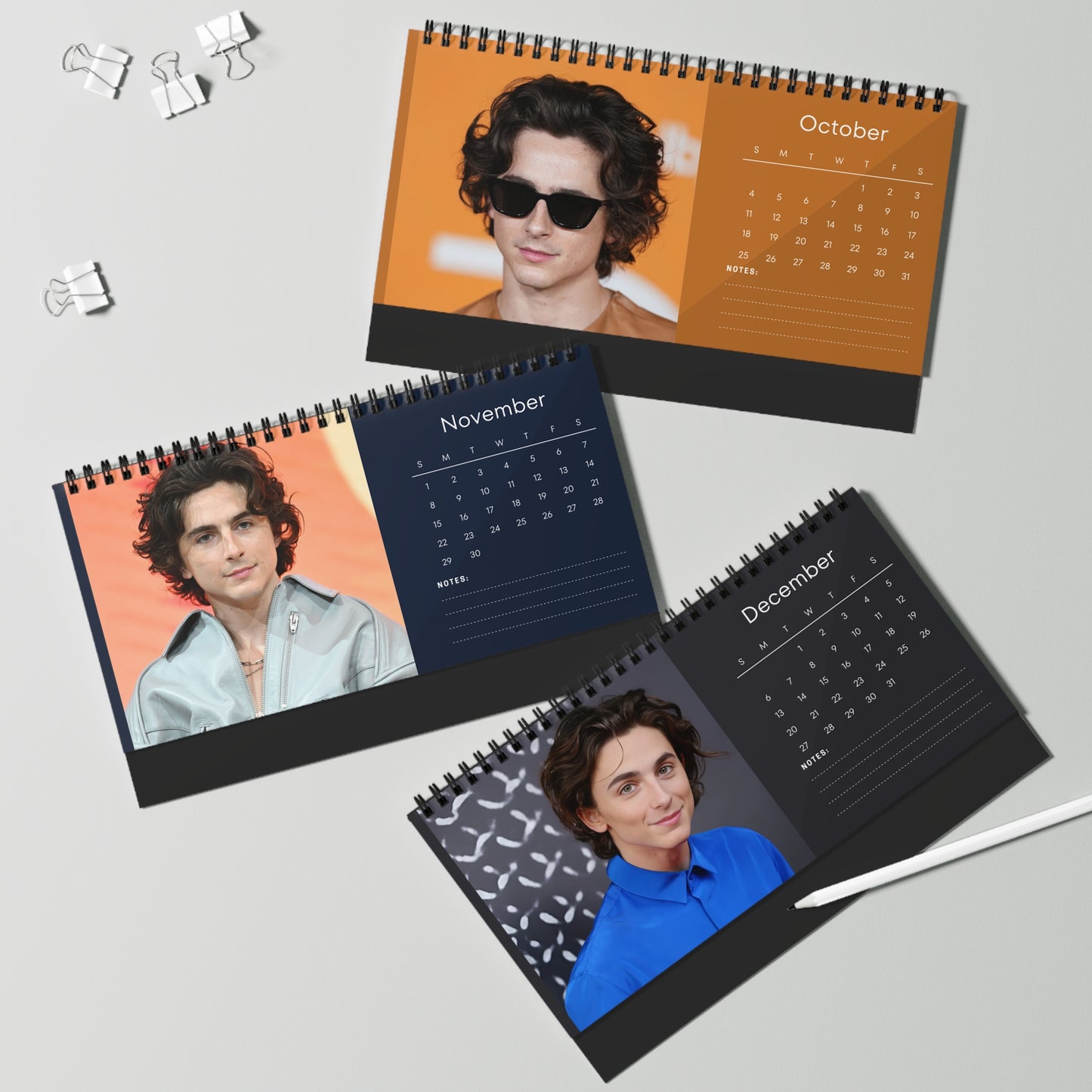 Timothee Chalamet 2026 Desk Calendar | Stylish Celebrity Photo Calendar | Star Fan Gift