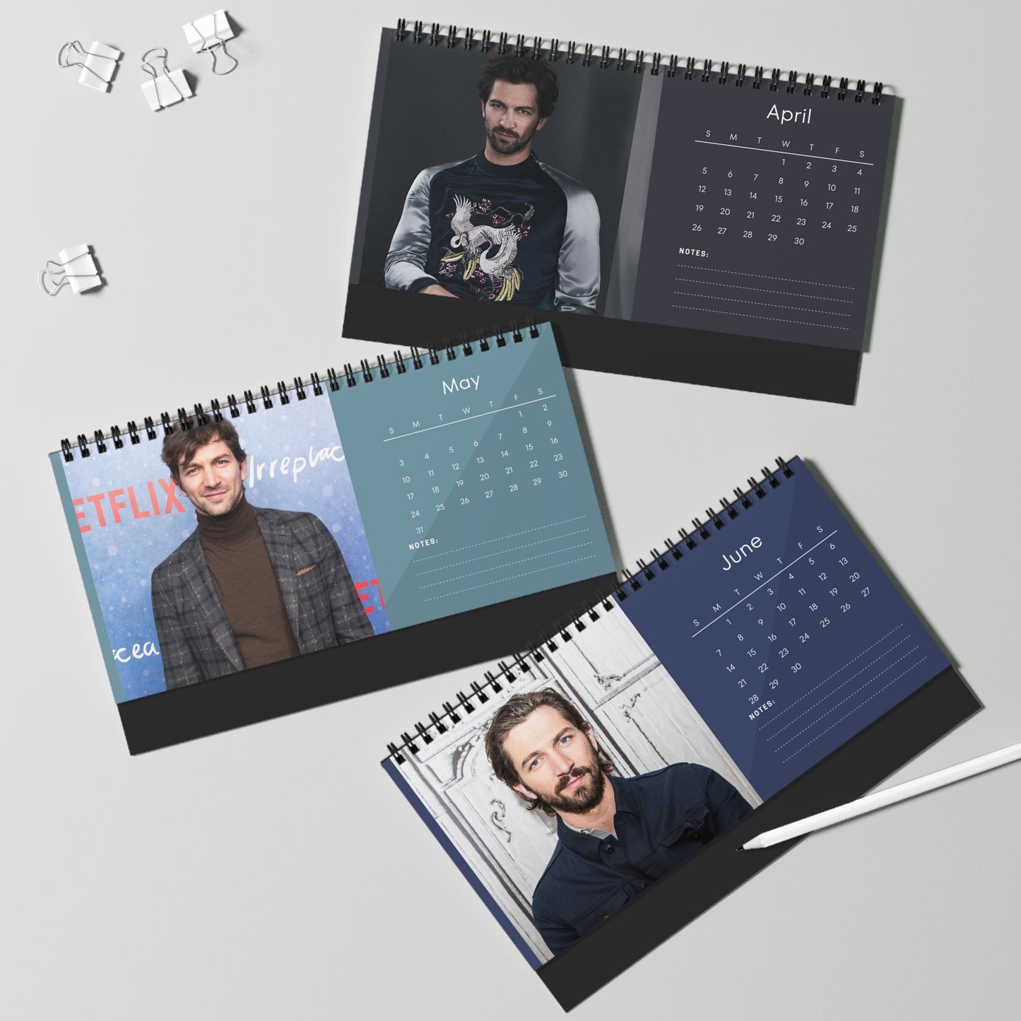Michiel Huisman 2026 Desk Calendar | Premium Spiral Bound Celebrity Photo Calendar | Elegant Collectible Gift for Fans & Desk Décor