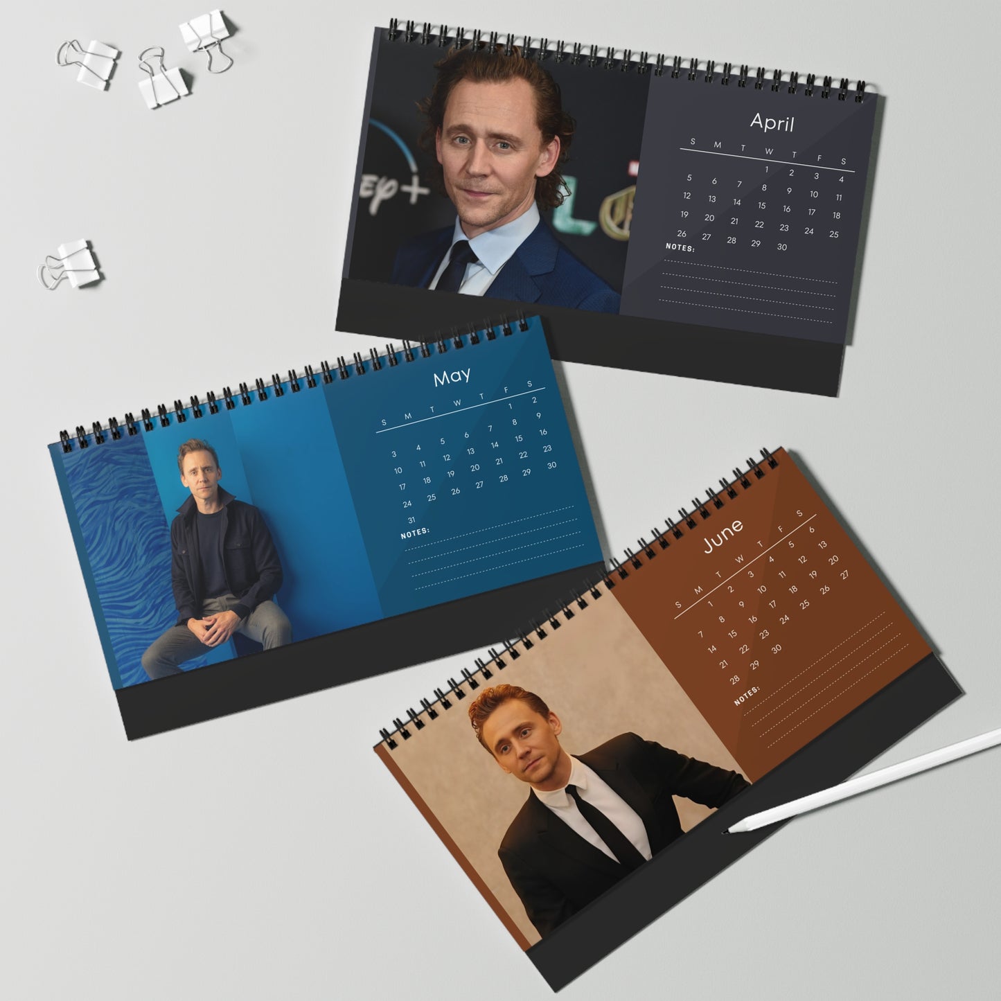 Tom Hiddleston 2026 Desk Calendar | Star Photo Calendar | Actor Gift for Fans
