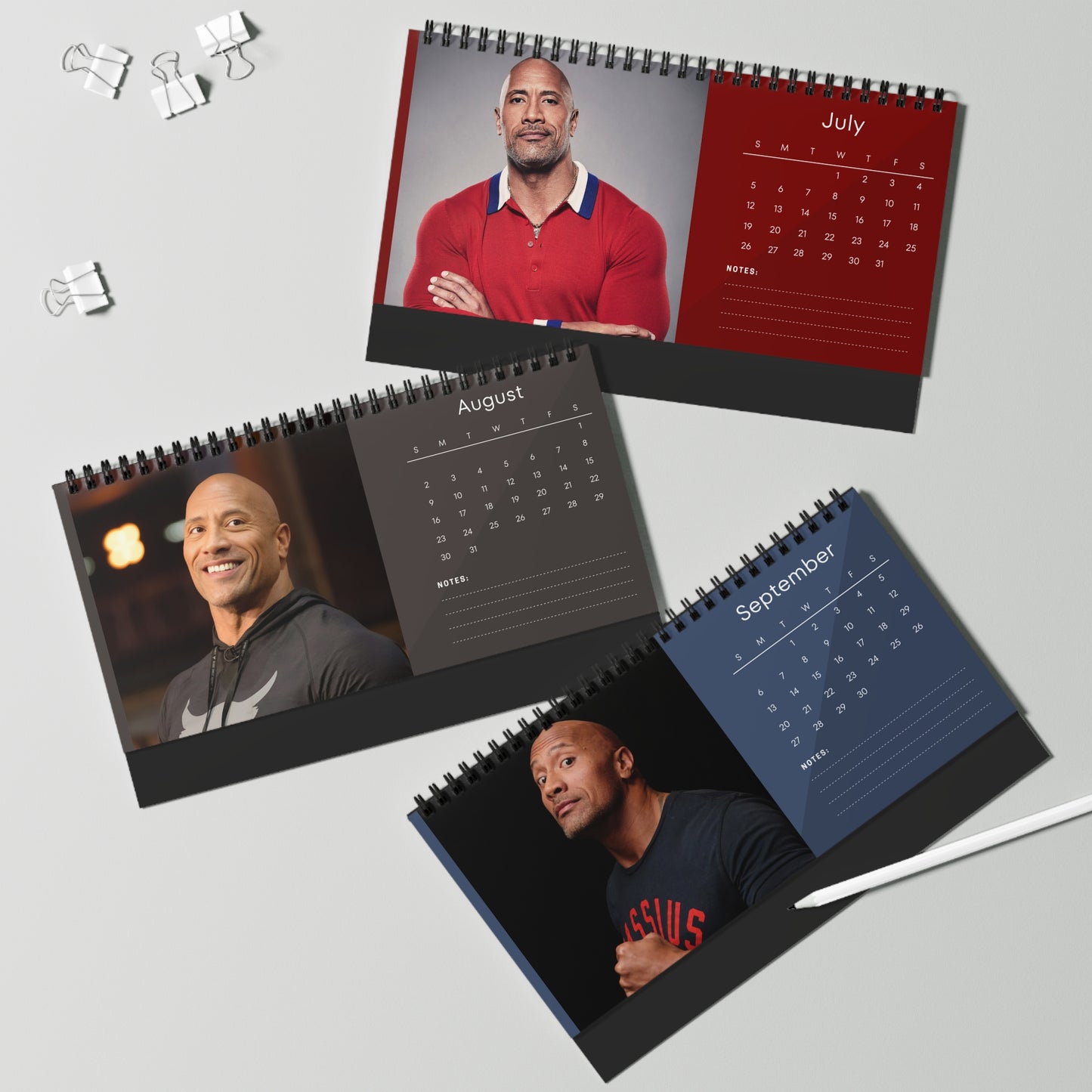 Dwayne Johnson 2026 Desk Calendar | The Rock  | Dwayne Johnson Calendar | Movie Decor