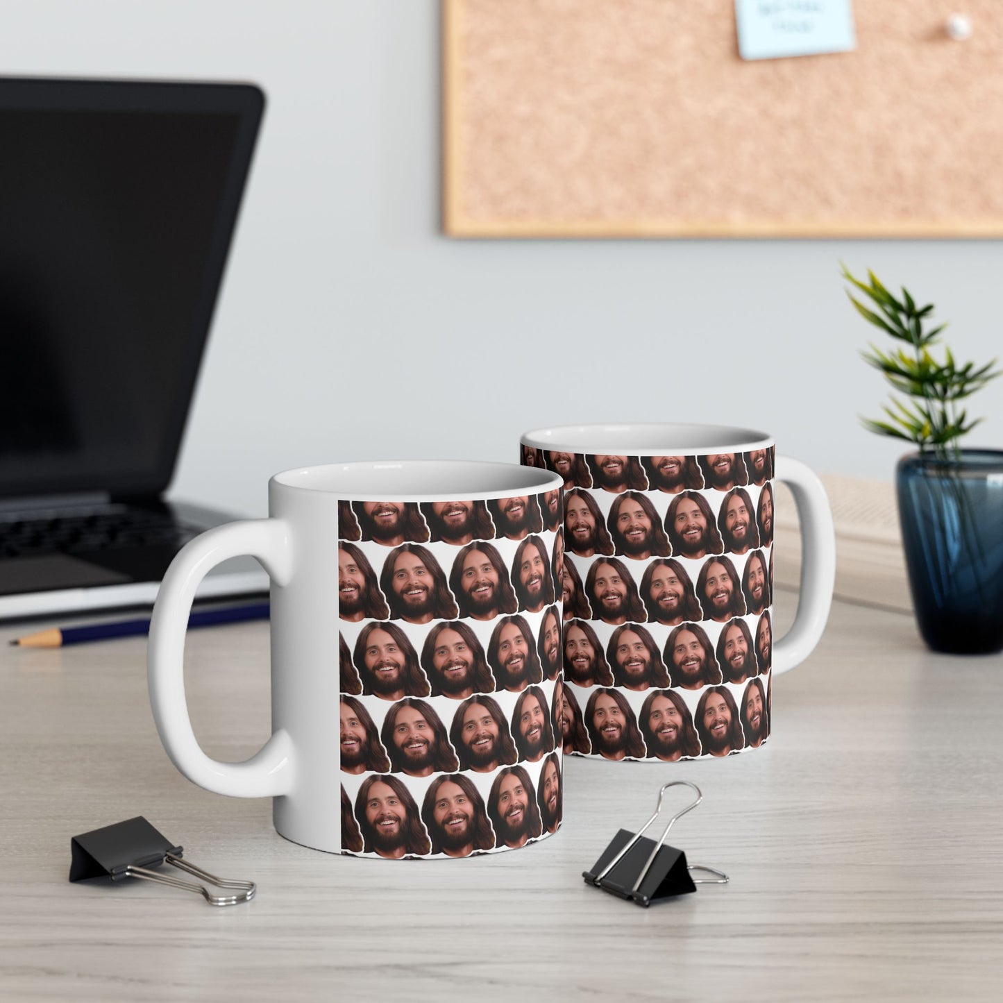 Jared Leto Face Pattern Ceramic Mug | Unique Gift for Jared Leto Fans