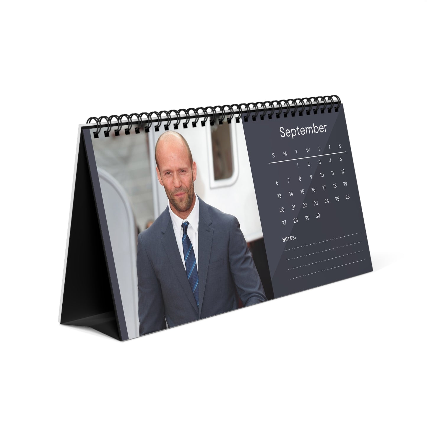 Jason Statham 2026 Desk Calendar | Celebrity Spiral Bound Photo Calendar | Action Star Fan Collectible | Stylish Desk & Office Décor