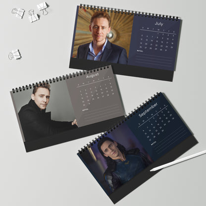 Tom Hiddleston 2026 Desk Calendar | Premium Spiral Bound Celebrity Photo Calendar | Collectible Fan Gift | Stylish Desk & Office Décor