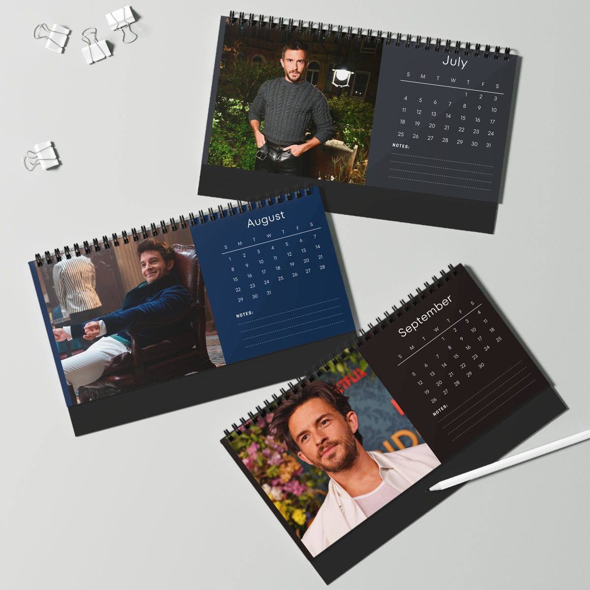 Jonathan Bailey 2027 Desk Calendar Vol 3 | Spiral Bound Photo Calendar | Fan Gift