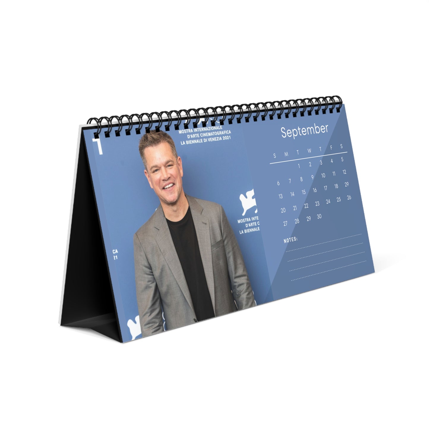 Matt Damon 2026 Desk Calendar | Premium Spiral Bound Celebrity Photo Calendar | Stylish Collectible Gift for Fans & Desk Décor