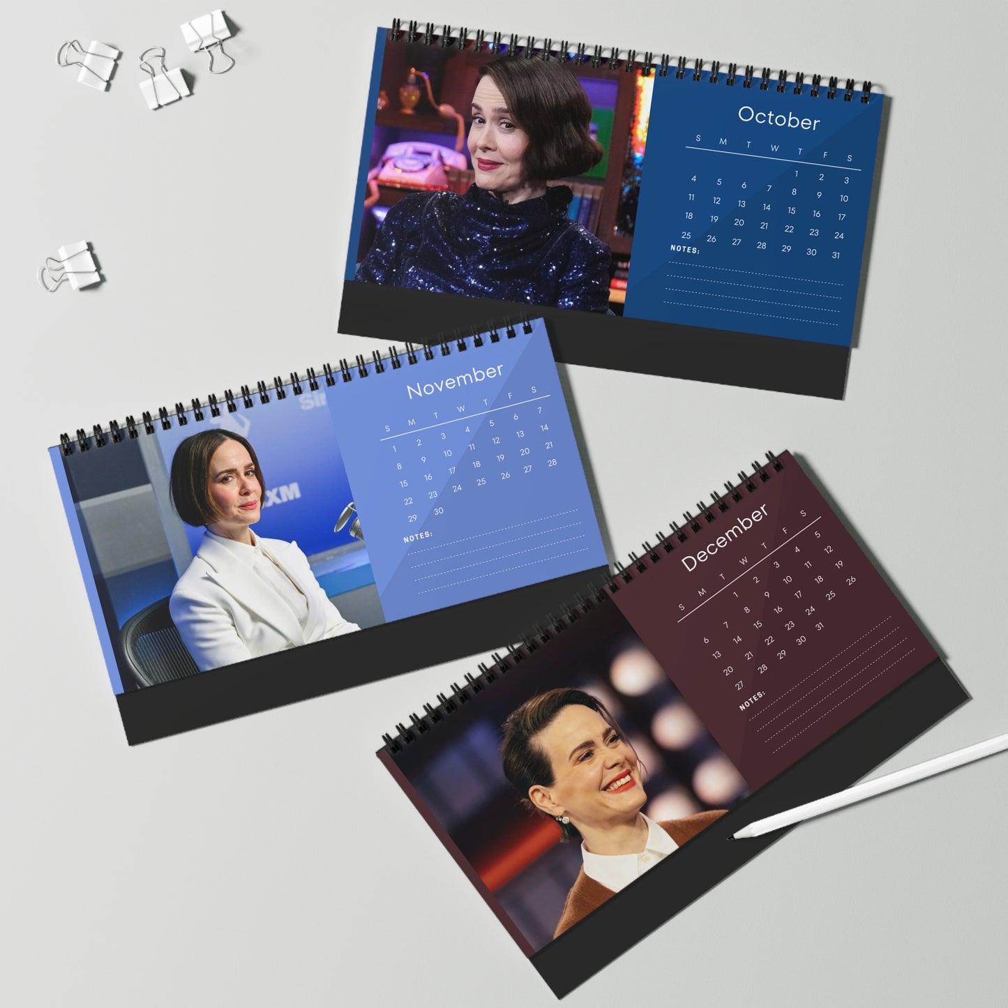 Sarah Paulson 2026 Desk Calendar | Premium Spiral Bound Celebrity Photo Calendar | High-Quality Fan Gift & Desk Décor