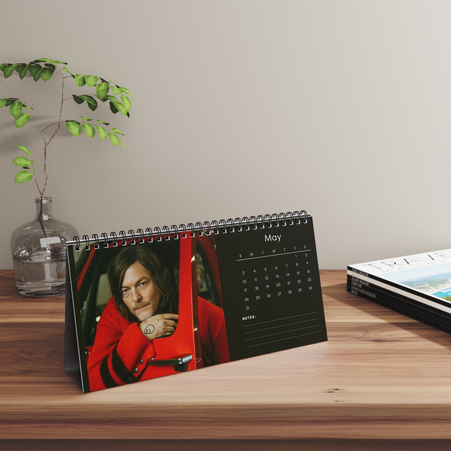 Norman Reedus 2026 Desk Calendar | Premium Spiral Bound Celebrity Photo Calendar | Cool Collectible Gift for Fans & Desk Décor