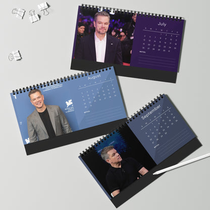 Matt Damon 2026 Desk Calendar | Premium Spiral Bound Celebrity Photo Calendar | High-Quality Fan Gift & Desk Décor