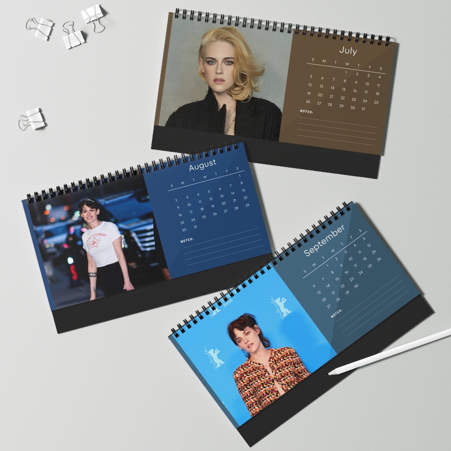 Kristen Stewart 2026 Desk Calendar | Twilight & Spencer Actress | Celebrity Gift | Office Decor