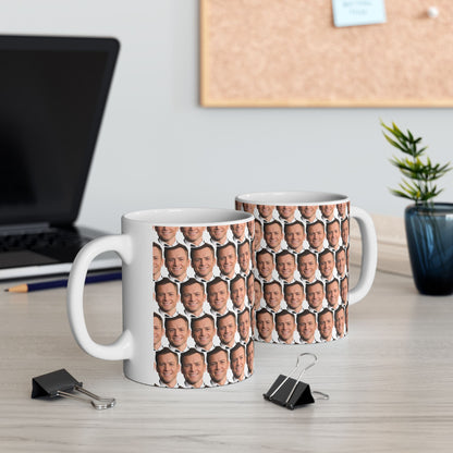 Taron Egerton Face Pattern Ceramic Mug | Unique Gift for Taron Egerton Fans