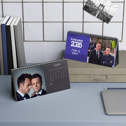 Ant and Dec 2026 Desk Calendar | Celebrity Spiral Bound Photo Calendar | Fan Collectible Gift | Fun Desk & Office Decor