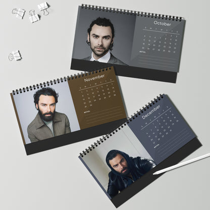 Aidan Turner 2026 Desk Calendar | Celebrity Spiral Bound Photo Calendar | Fan Collectible Gift | Stylish Desk & Office Décor