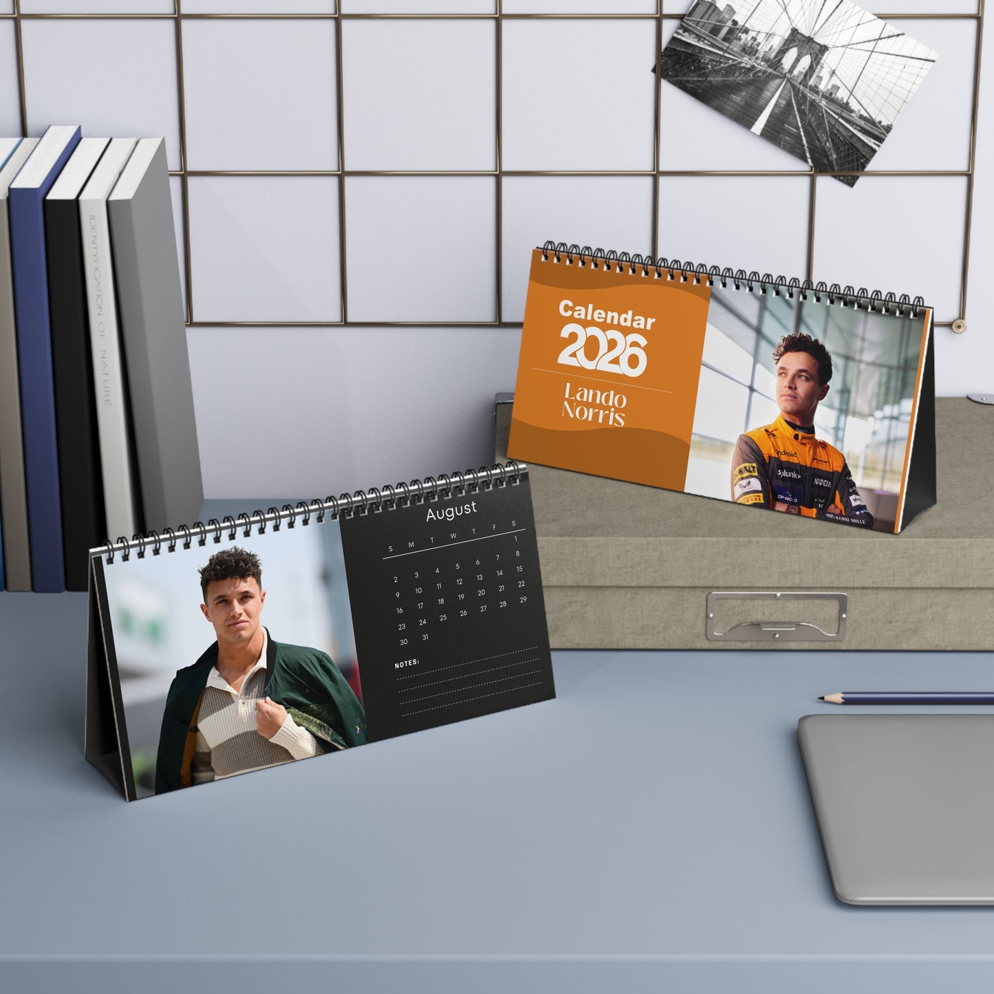 Lando Norris 2026 Desk Calendar | Premium Spiral Bound Celebrity Photo Calendar | Collectible Fan Gift | Stylish Desk & Office Décor