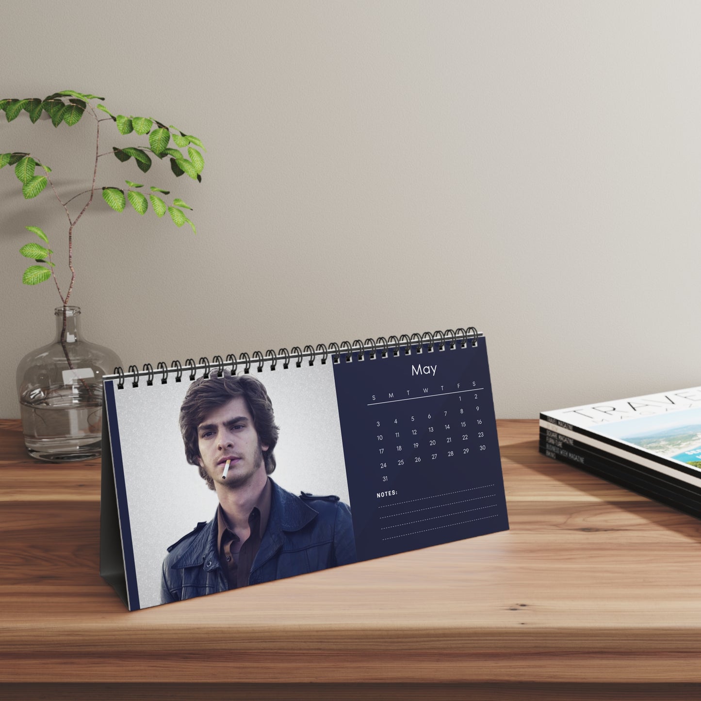 Andrew Garfield 2026 Desk Calendar | Celebrity Spiral Bound Photo Calendar | Fan Collectible Gift | Stylish Desk & Office Décor