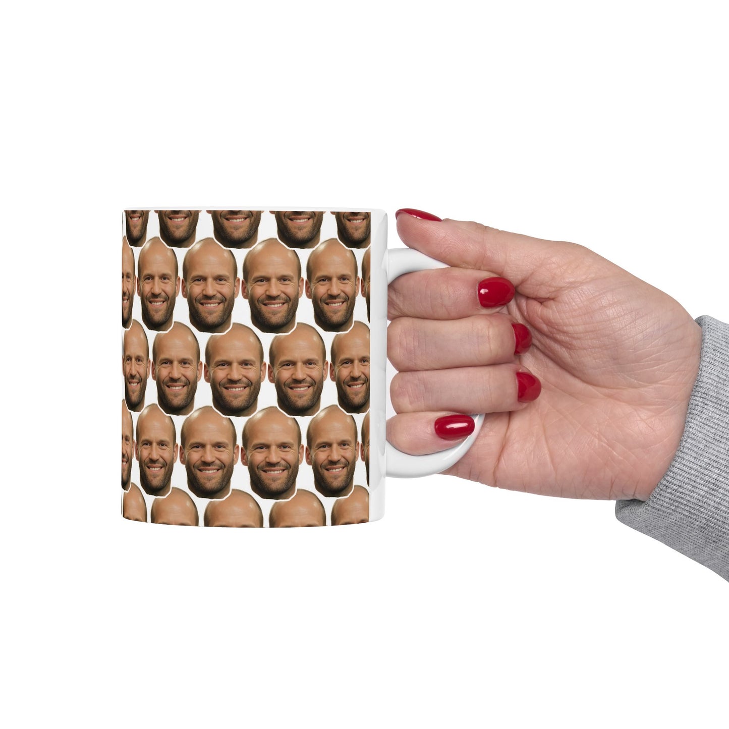 Jason Statham Face Pattern Ceramic Mug | Unique Gift for Jason Statham Fans
