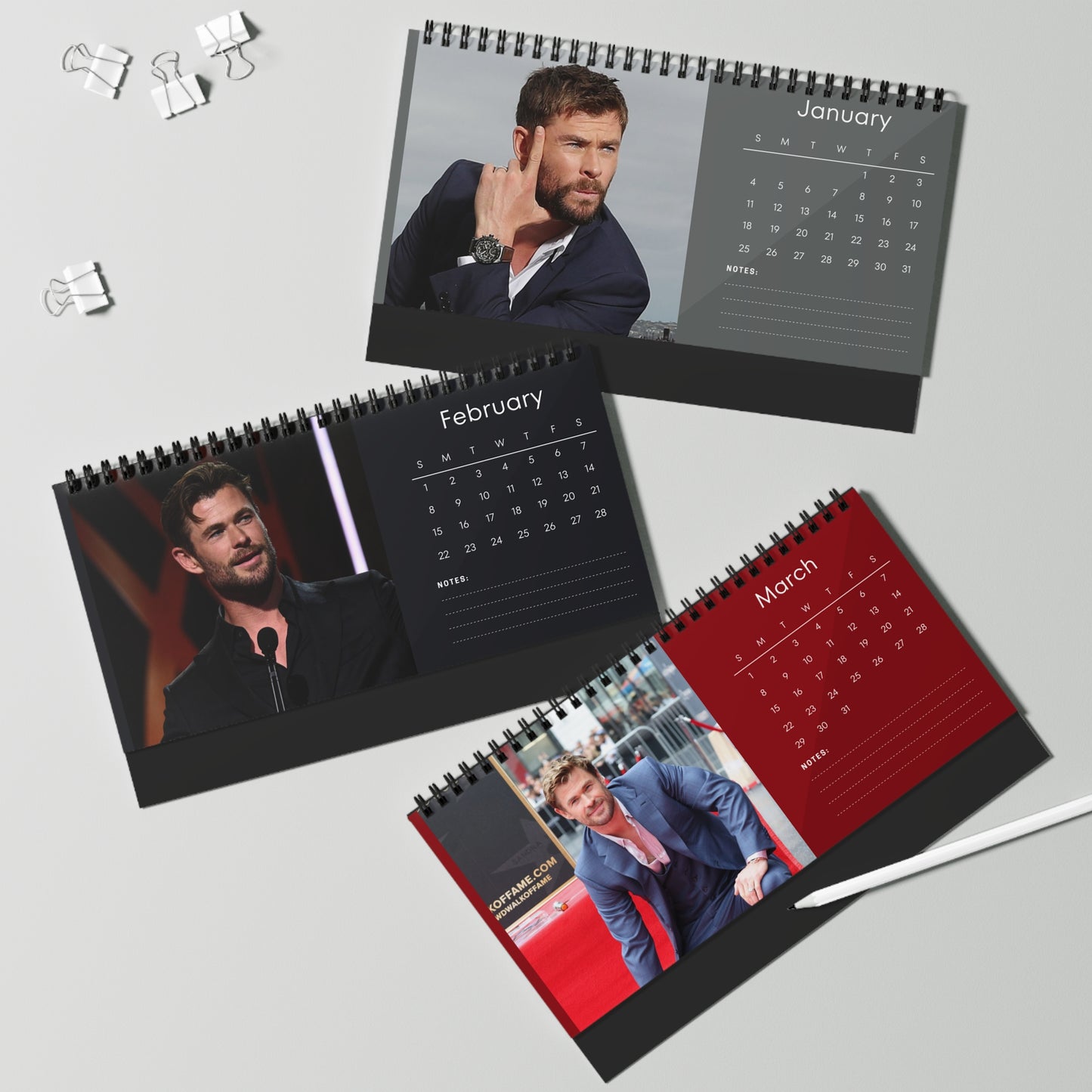 Chris Hemsworth 2026 Desk Calendar |  Celebrity Gift | Office Decor