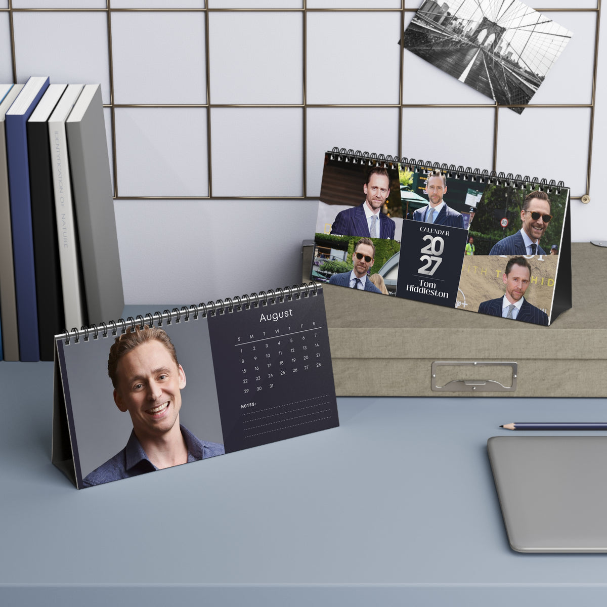 Tom Hiddleston 2027 Desk Calendar Vol 4 | Spiral Bound Photo Calendar | Fan Gift