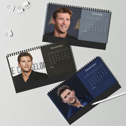 Scott Eastwood 2026 Desk Calendar | Celebrity Spiral Bound Photo Calendar | Fan Collectible Gift | Stylish Desk & Office Décor