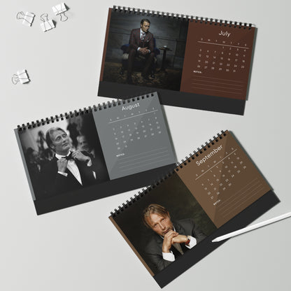 Mads Mikkelsen 2026 Desk Calendar | Celebrity Spiral Bound Photo Calendar | Fan Collectible Gift | Stylish Desk & Office Décor