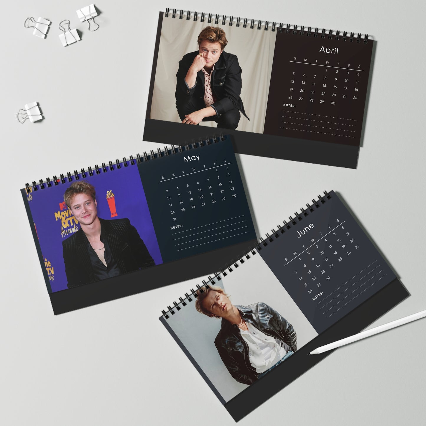 Rudy Pankow 2026 Desk Calendar | Premium Spiral Bound Celebrity Photo Calendar | Collectible Fan Gift | Stylish Desk & Office Décor