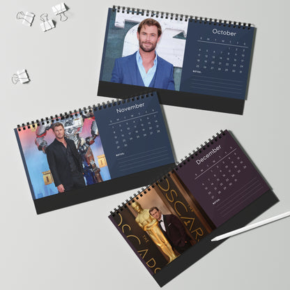 Chris Hemsworth 2026 Desk Calendar | Premium Spiral Bound Celebrity Photo Calendar | High-Quality Fan Gift & Desk Décor