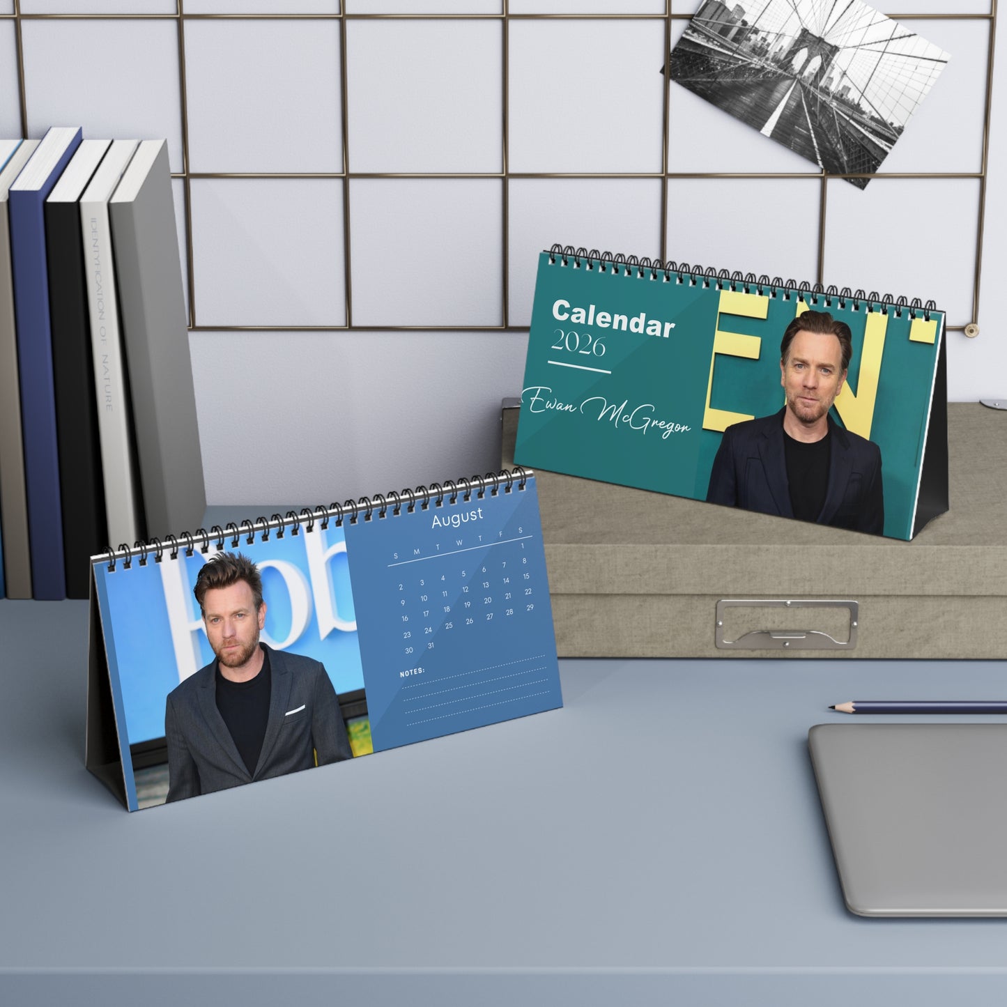 Ewan McGregor 2026 Desk Calendar | Premium Celebrity Photo Calendar | Obi-Wan Kenobi Star Gift | Stylish Desk Décor