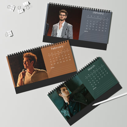Andrew Garfield 2026 Desk Calendar | Celebrity Spiral Bound Photo Calendar | Fan Collectible Gift | Stylish Desk & Office Décor