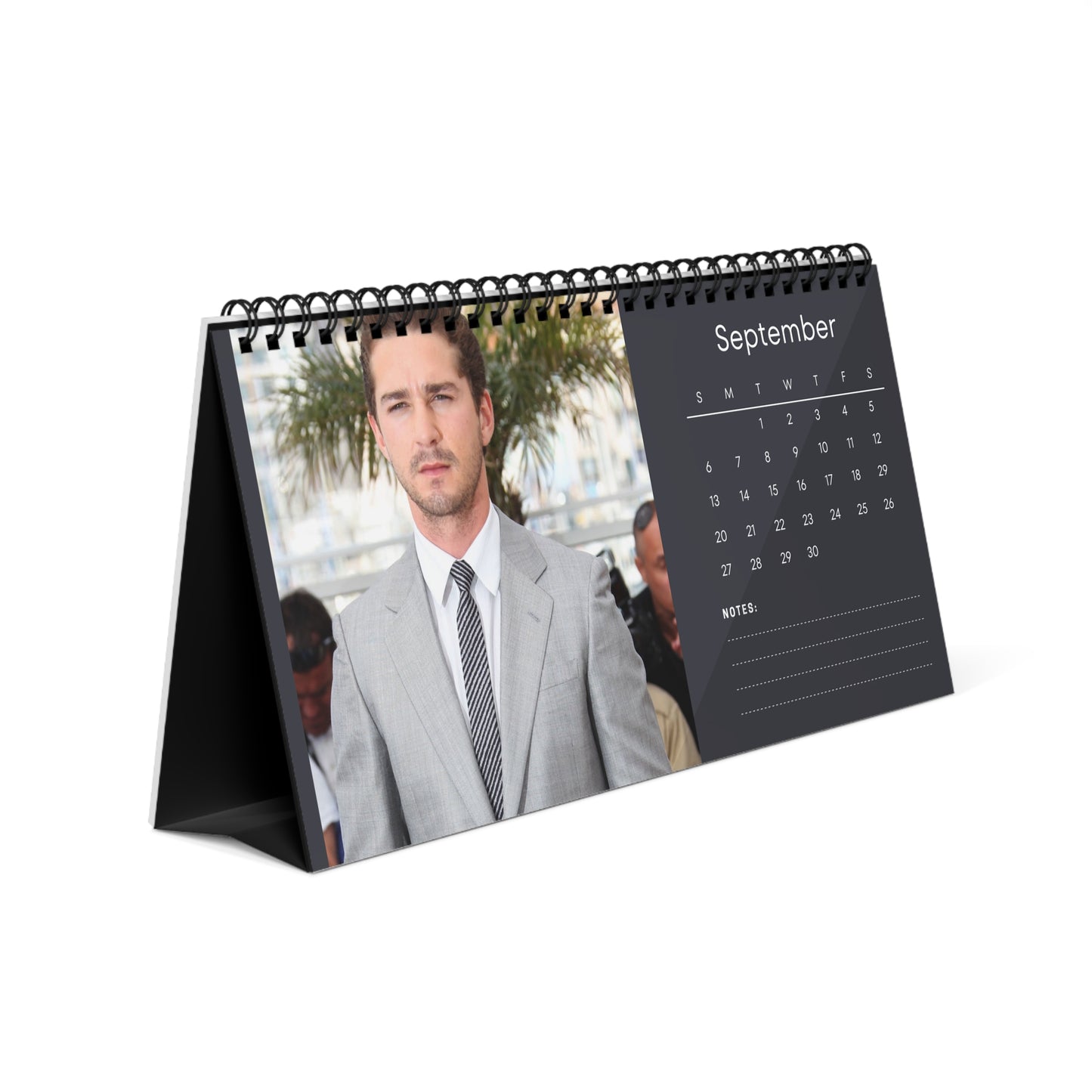 Shia LaBeouf 2026 Desk Calendar | Premium Spiral Bound Celebrity Photo Calendar | High-Quality Fan Gift & Desk Décor